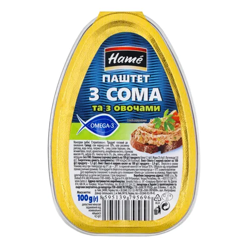 Паштет з сома та з овочами Hame з/б 100г