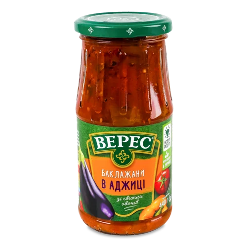 Баклажани в аджиці стерилізовані Верес скляна банка 440г