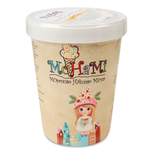 Морозиво Плодово-Ягідне Бананово-Полуничне Монамі В/ґ, Відро 500г