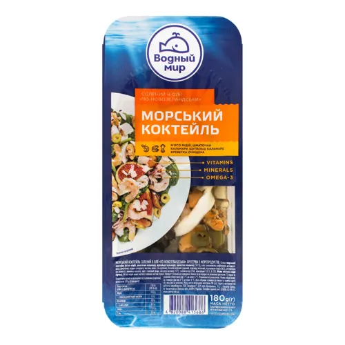 Коктейль морський солений в олії По-новозеландськи Водный мир лоток 180г