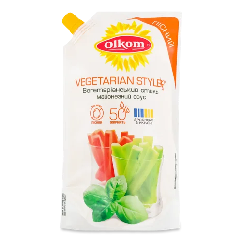 Соус Майонезний 50% Вегетаріанський Стиль Olkom, В/ґ, 500г