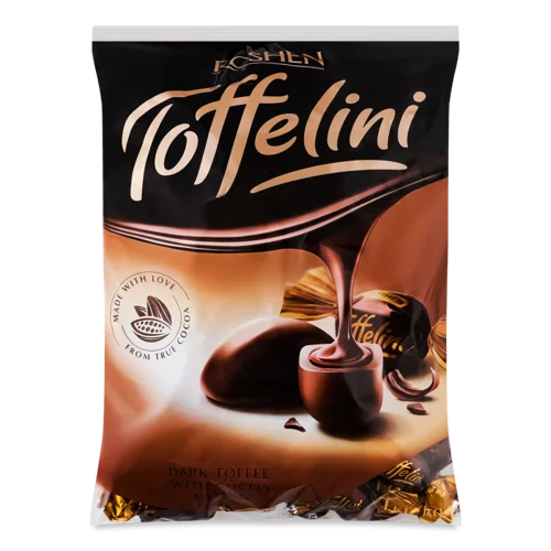 Цукерки Ірисоподібної Масі з Какао-Начинкою Toffelini Roshen, В/К, 1кг
