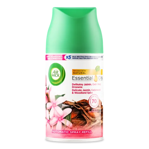 Балон Змінний Для Автоматичного Освіжувача Повітря Delic Jasmin Cedarwood&Woodland Spice Ефірна Олія, 250мл