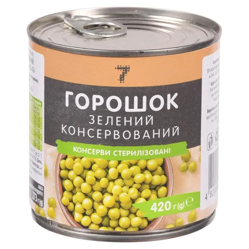 Горошок 7 грядки зелений консервований 420г