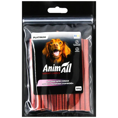 Ласощі для собак AnimAll М'ясні палички з качкою 100г