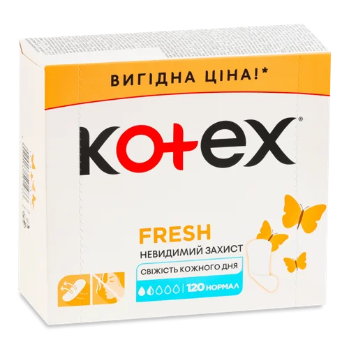 Гігієнічні Прокладки Щоденні Normal Fresh Kotex, 120шт