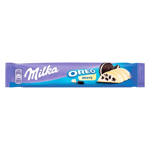 Шоколад білий «Milka» з молочною начинкою та шматочками печива «Oreo», 41г