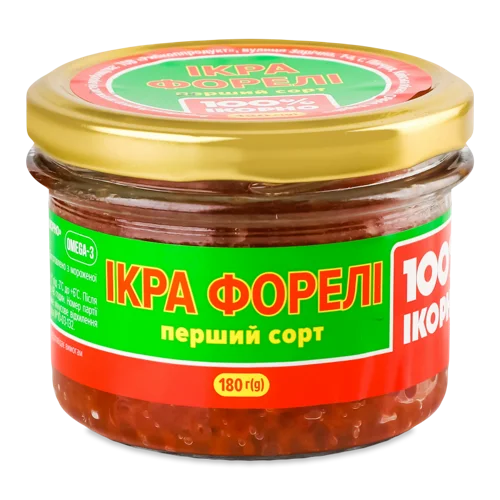 Ікра Лососева Зерниста Форелі Вищого Ґатунку, С/Б 180г