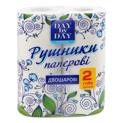 Рушники паперові 2-х шарові Hygiene Day by Day, білі, 2 шт