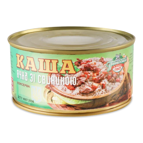 Каша Ячна Зі Свининою Полтавський М'ясний Гост, Залізна Банка, 325г