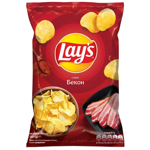 Чипси Lay's зі смаком бекону, 133г