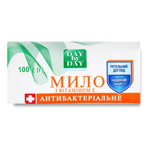 Туалетне Тверде Мило з Вітаміном Е Антибактеріальне Day by Day, 100г