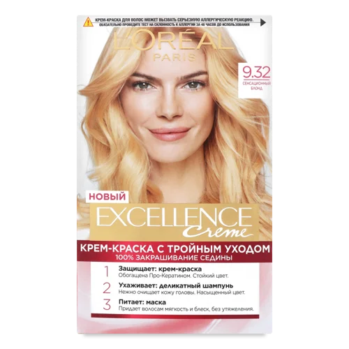 Фарба Для Волосся Сенсаційний Блонд 9.32 Excellence Creme L'Oreal Paris, 1шт