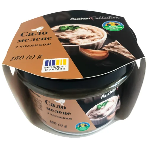 Сало Auchan мелене з часником с/б 160г
