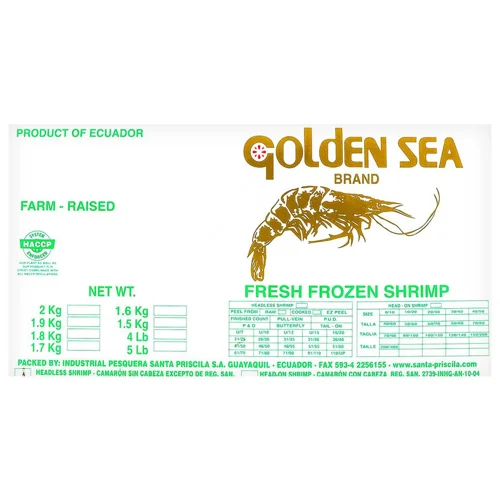 Креветки королівські Golden Sea в панцирі без голови заморожені 21/25 2кг