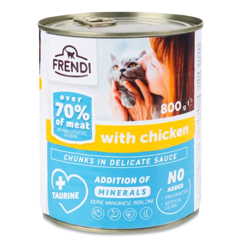Корм Консервований Для Котів З Куркою Шматочками У Соусі Frendi З/б 800г