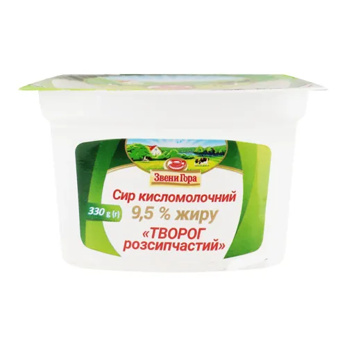 Сир кисломолочний 9.5% розсипчастий Звени Гора п/у 330г