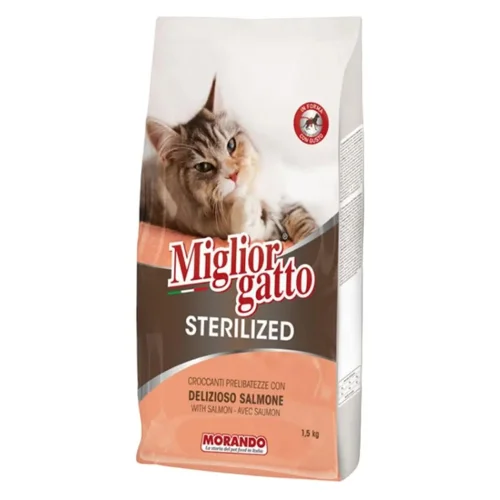 Корм сухий Migliorgatto з лососем для стерилізованих котів 1,5кг