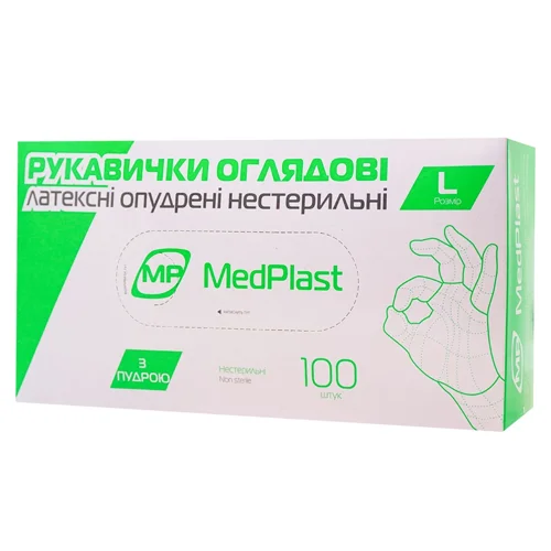Рукавички MedPlast оглядові нестерильні L 100шт