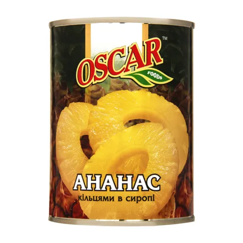 Ананас кільцями в сиропі Oscar з залізній банці 580мл