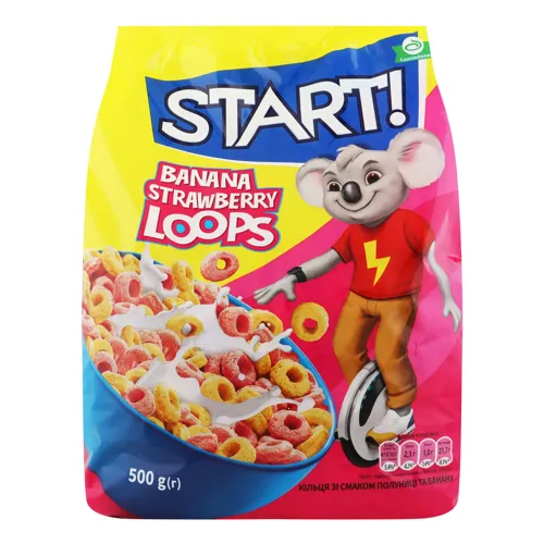 Сніданки сухі зернові Banana strawberry loops Start! м/у 500г