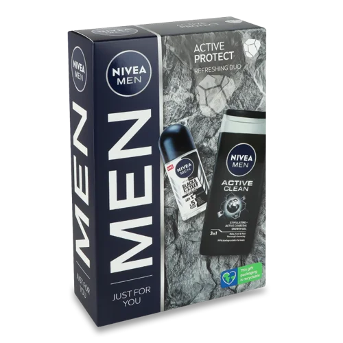 Косметичний Набір Гель для Душу 3в1 Active Clean + Антиперспірант Original Invisible Active Protect Nivea Men, 1шт