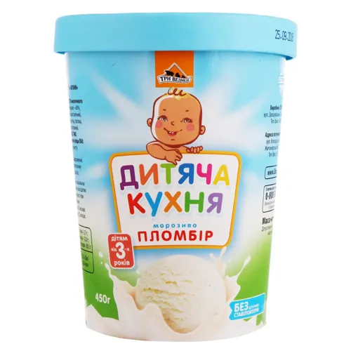 Морозиво 12% пломбір Дитяча кухня Три ведмеді відро 450г