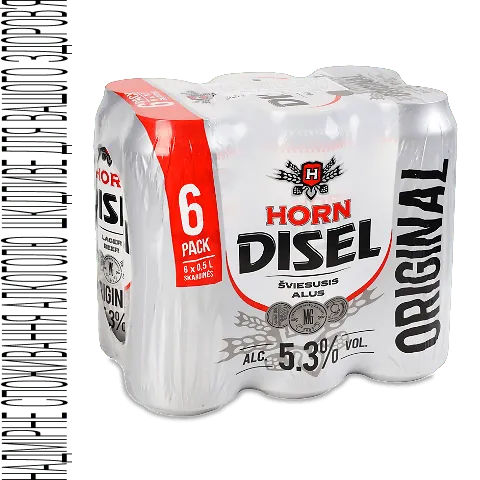 Пиво Horn Disel Original світле в залізній банці, 6*0,5л