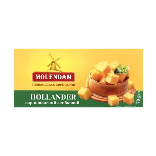 Сир 40% плавлений скибковий Hollander Molendam 70г