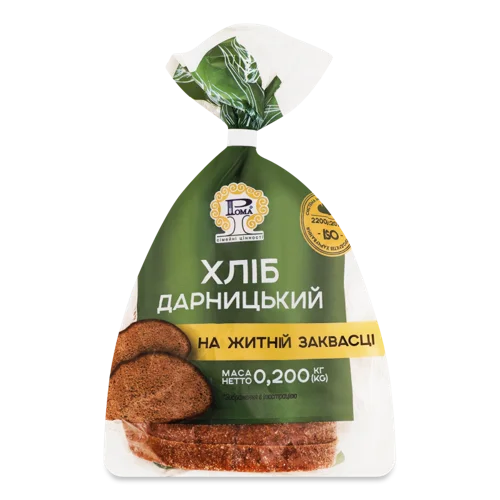 Хліб Житній На Заквасці В Нарізці Дарницький Рома, 0.2кг
