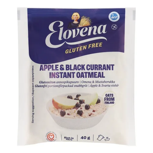 Каша-хвилинка вівсяна з яблуком та чорною смородиною Elovena м/у 40г