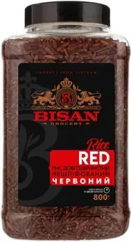 Рис Bisan Длиннозернистий Нешліфований Красний 800г