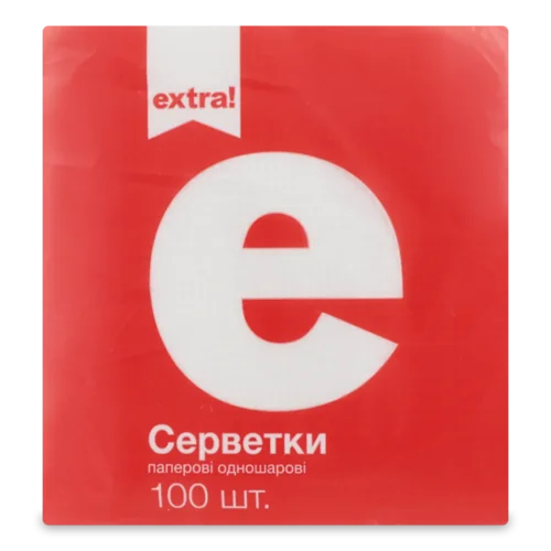 Серветки столові Extra! 1-шарові білі, 100 шт./уп.