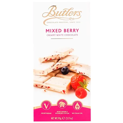 Шоколад білий Butlers з ягідними пластівцями 90г
