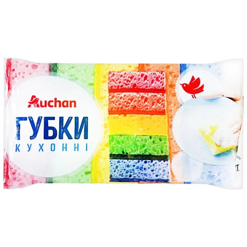 Губки кухонні Auchan крупнопористі 5шт