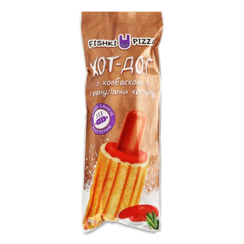 Хот-Дог Варено-Копчений З Ковбаскою З Гранулами Кетчупу Fishki Pizza, 110г