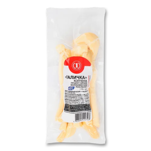 Сирний Продукт Молоковмісний Розсільний Копчений Паличка ТМ "1", в/у, 100г