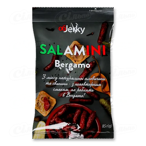 Ковбаски ObJerky Salamini Bergamo сиров'ялені 85г