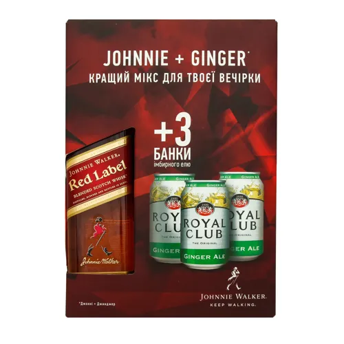 Набір віскі Johnnie Walker red label 0.5л х 3 Ginger Ale 0.33