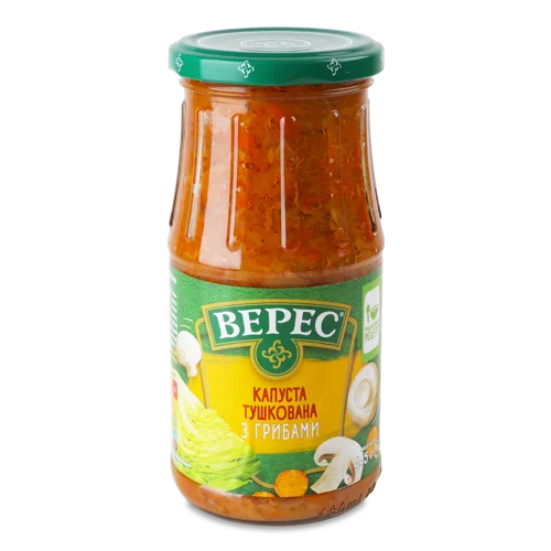 Капуста Тушкована З Грибами В/с, Стерилізована, Скляна Банка 445г