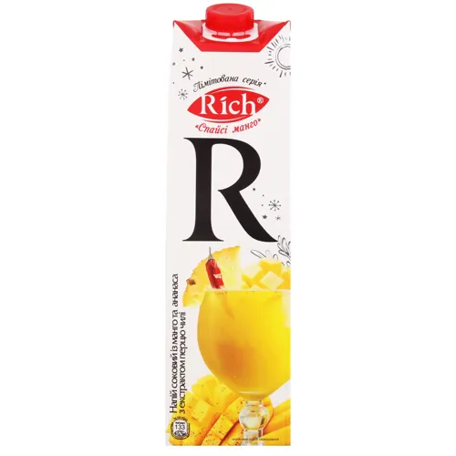 Напій соковий Rich Спайсі манго із манго та ананаса з екстрактом перцю чілі пастеризований 1л