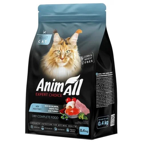 Корм сухий AnimAl з лососем, білою рибою та індичкою для котів 400г