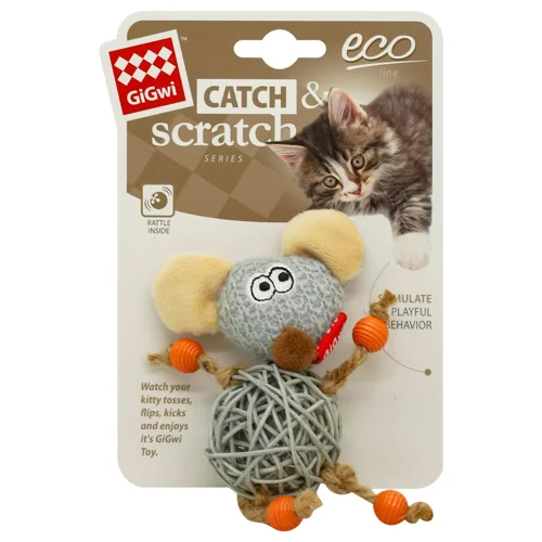 Іграшка для котів GiGwi Catch&Scratch Мишка з дзвіночком 8см