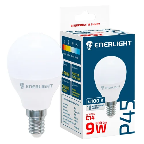 Лампа світлодіодна Enerlight P45 9Вт 4100K E14