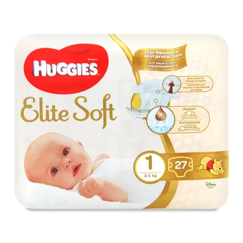 Підгузки Дитячі Elite Soft Huggies, 3-5 кг, 27 шт, в/ґ