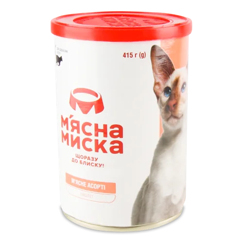Паштет М'ясний Для Дорослих Котів М'ясне Асорті В/ґ Залізна Банка 415г