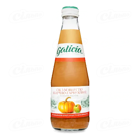 Сік Galicia яблучно-гарбузовий з м'якоттю, скло, 0,3л