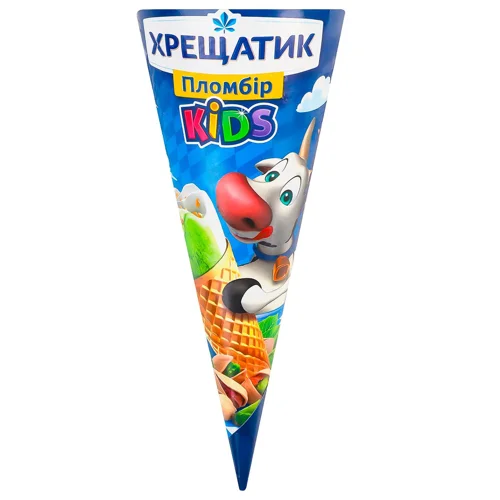 Морозиво Хрещатик Kids Пломбір у вафельному ріжку фісташка-ваніль 80г