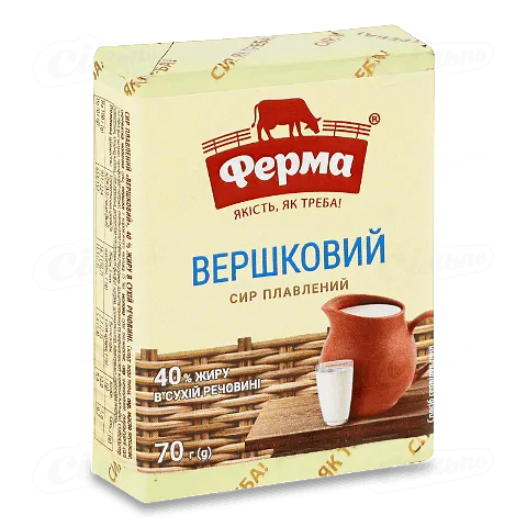 Сир плавлений Ферма Вершковий 40% брикет, 70г
