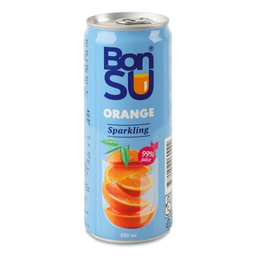 Напій BonSU із соку апельсина 99% газований 0,33л